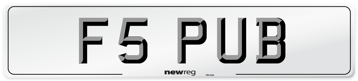 F5 PUB Number Plate from New Reg